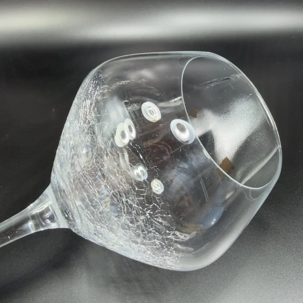 Pier 1 Reflections Balloon Clear Crackled‎ Glass Single Cup Stem Barware Glass